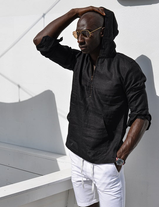 Long Beach Solid Linen Hoodies