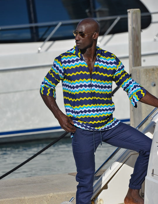Men's Long Beach Patterned Linen Hoodies