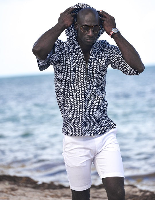 Men's Long Beach Patterned Linen Hoodies