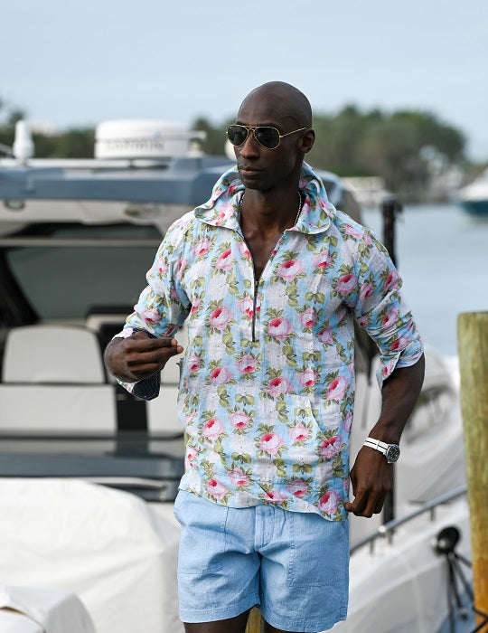 Men's Long Beach Patterned Linen Hoodies