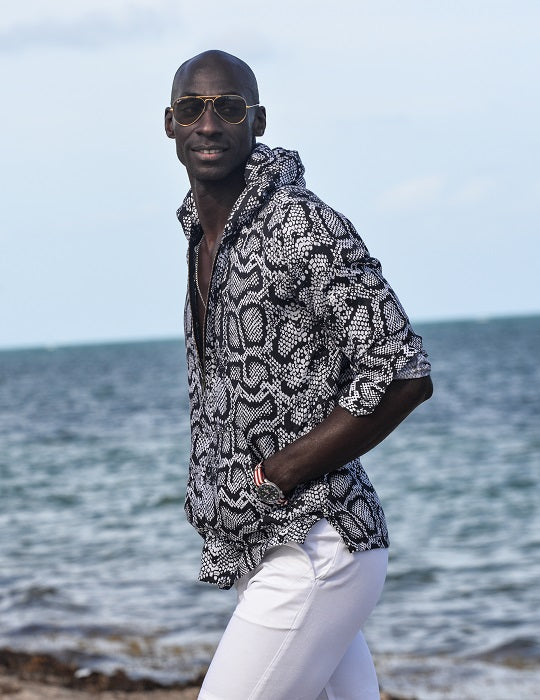 Men's Long Beach Patterned Linen Hoodies