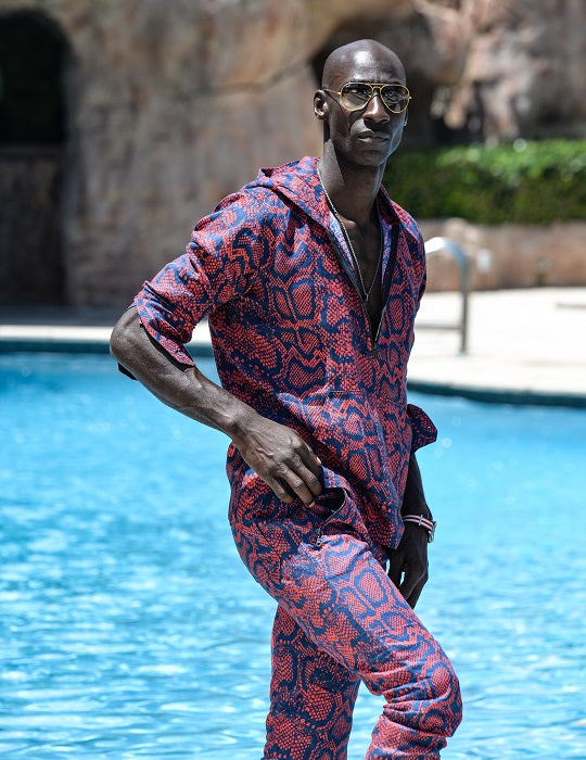 Men's Long Beach Patterned Linen Hoodies