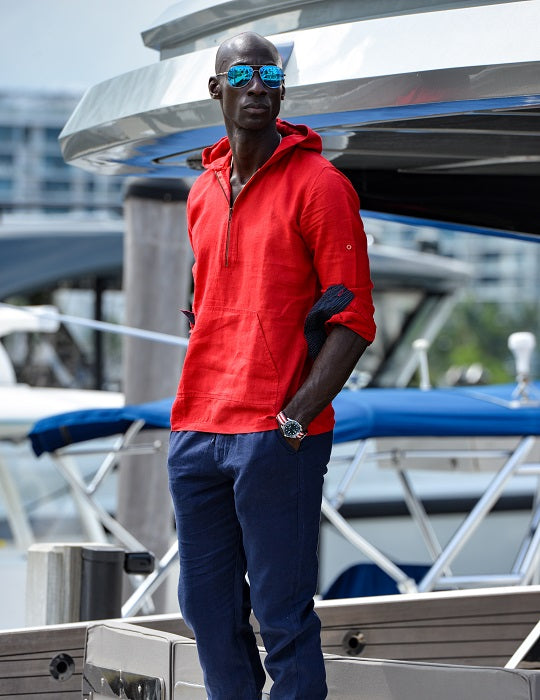 Long Beach Solid Linen Hoodies