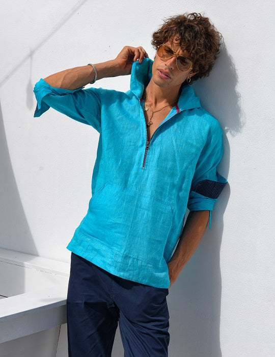 Long Beach Solid Linen Hoodies