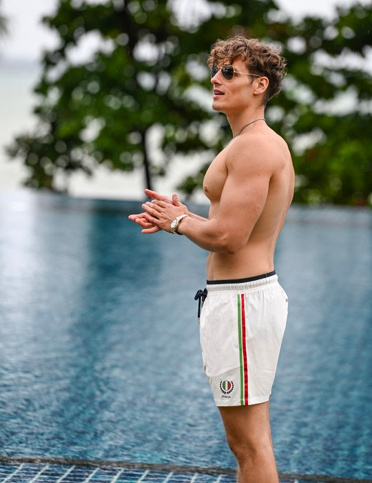 Men's Pier Sports Swim Shorts - Solid - Italia Embroidery