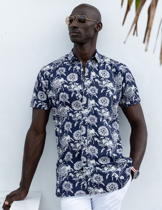 Men's Positano Patterned Short Sleeve Linen Shirts