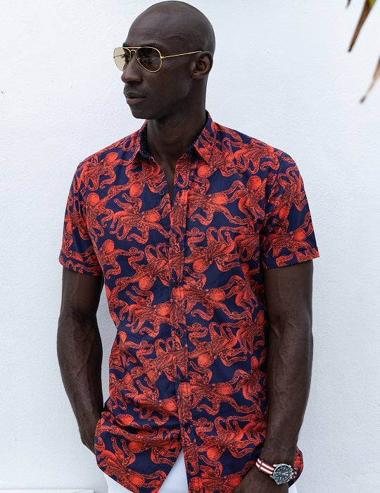 Men's Positano Poplin Short Sleeve Shirt - Octo