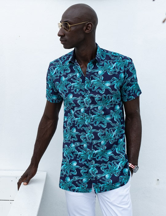 Men's Positano Poplin Short Sleeve Shirt - Octo