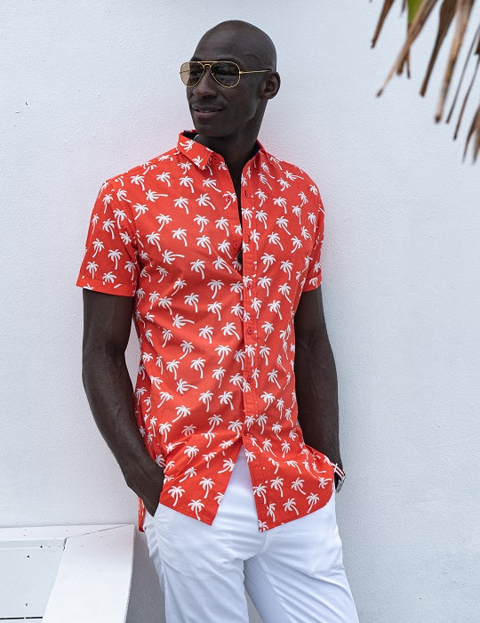 Men's Positano Poplin Short Sleeve Shirt - Plam