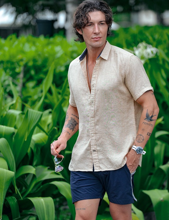 Men's Positano Solid Short Sleeve Linen Shirts