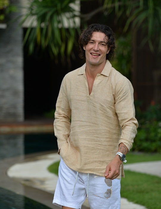 Men's Ravello Long Sleeve Resort Style Pull on Linen Shirts