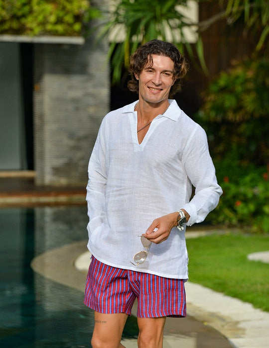 Men's Ravello Long Sleeve Resort Style Pull on Linen Shirts