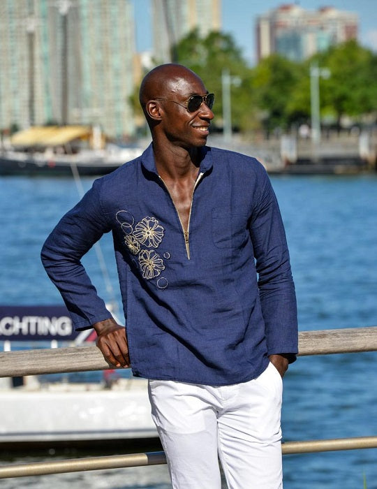 Men's Sorrento Embroidered Linen Shirts