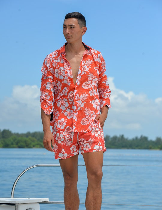 Men's St-Jean Lightweight Cotton Voile Shirt – Hibiscus