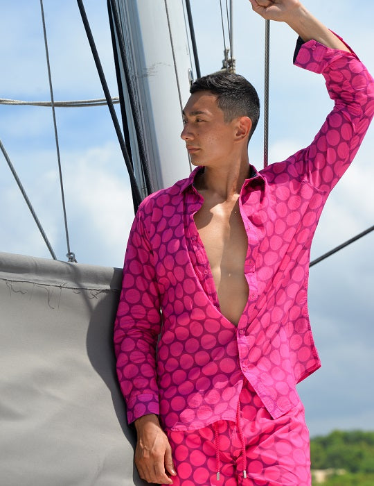 Men's St-Jean Lightweight Cotton Voile Shirt – Polka Dots