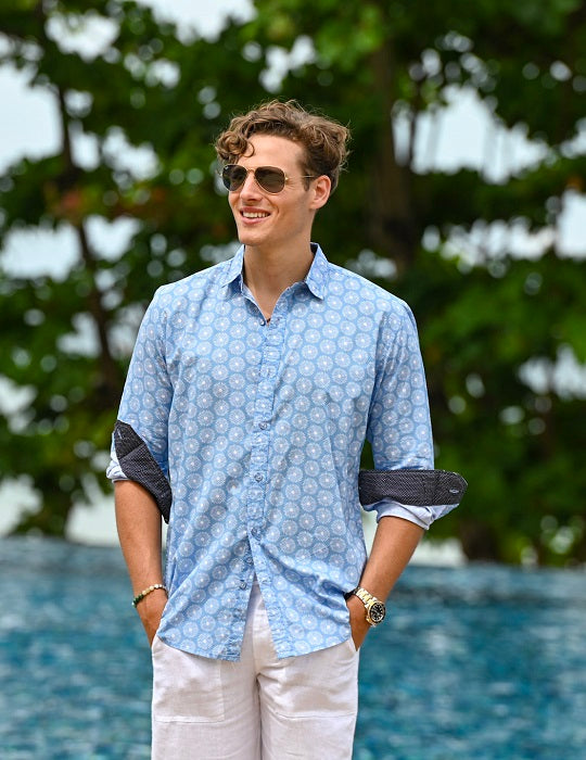 Men's St-Jean Lightweight Cotton Voile Shirt – Riviera Bloom