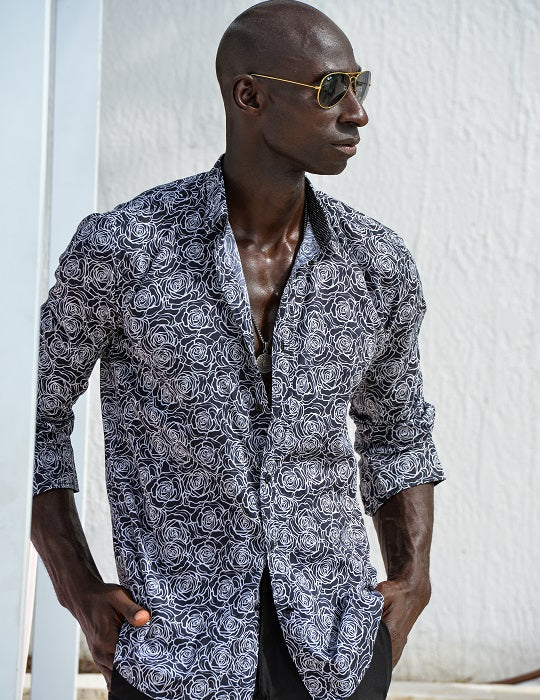 Men's St-Jean Lightweight Cotton Voile Shirt – Roses
