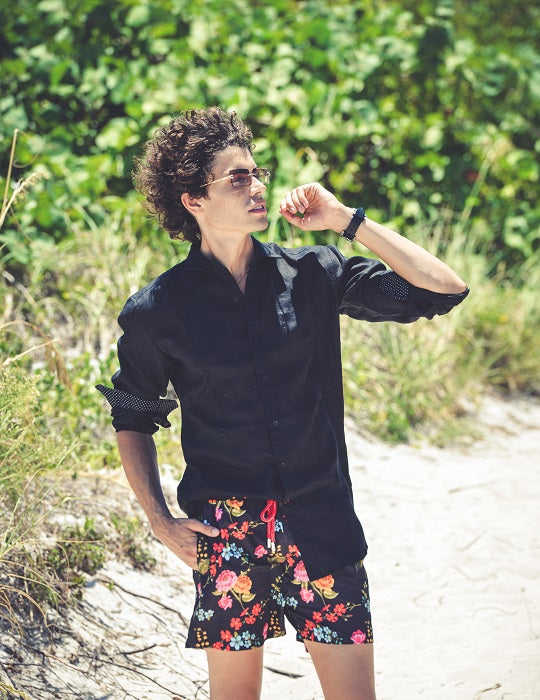St Barth Solid Linen Long Sleeve Shirts