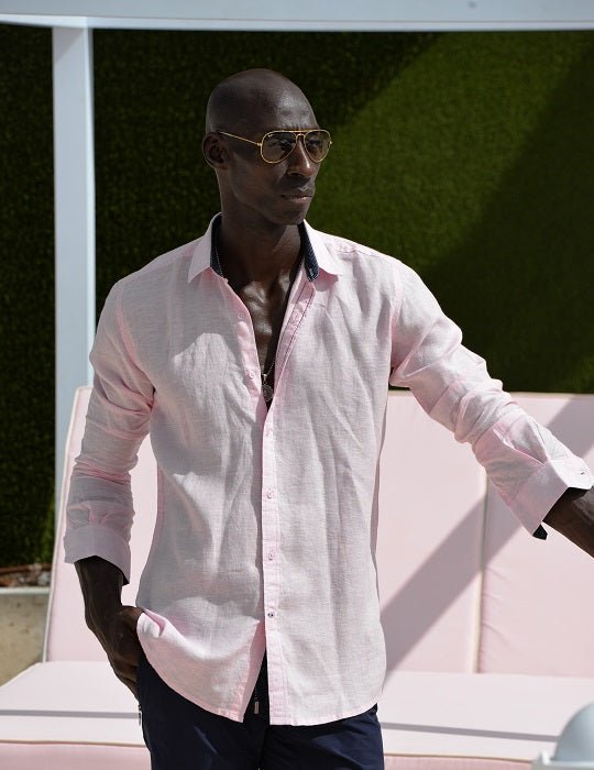 Men's St Barth Solid Linen Long Sleeve Shirts