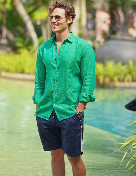 St Barth Solid Linen Long Sleeve Shirts