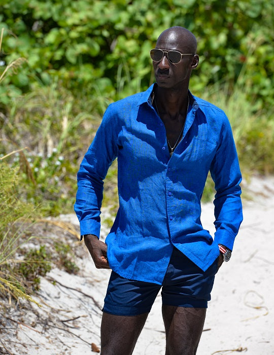 St Barth Solid Linen Long Sleeve Shirts