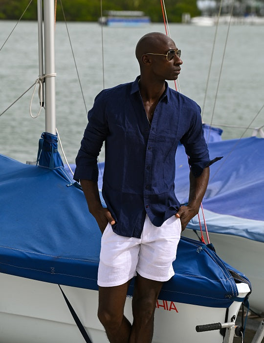 St Barth Solid Linen Long Sleeve Shirts