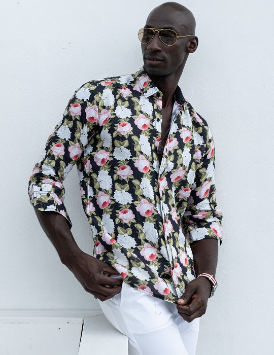 St Barth Patterned Linen Long Sleeve Shirts