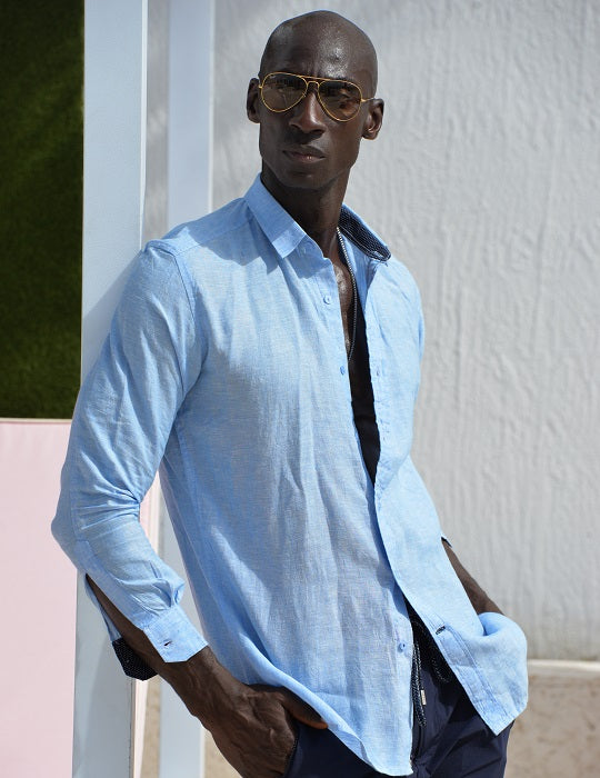 St Barth Solid Linen Long Sleeve Shirts