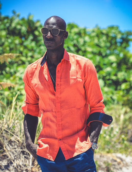 St Barth Solid Linen Long Sleeve Shirts