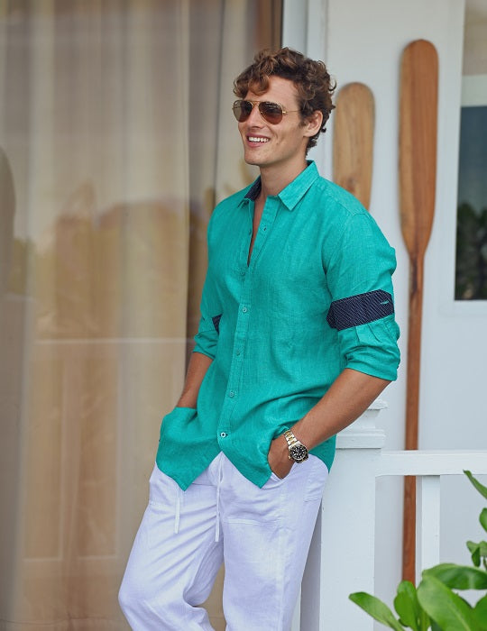 St Barth Solid Linen Long Sleeve Shirts