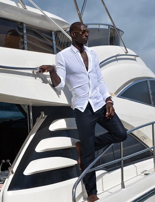 St Barth Solid Linen Long Sleeve Shirts