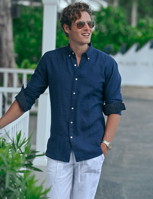 Banks Long Sleeve Linen Button Down Shirts