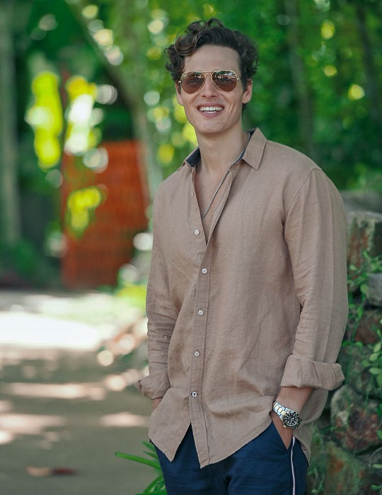 St Barth Solid Linen Long Sleeve Shirts