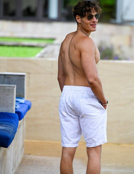 Men’s Barbuda Linen Shorts – Knee Length, Zip Fly