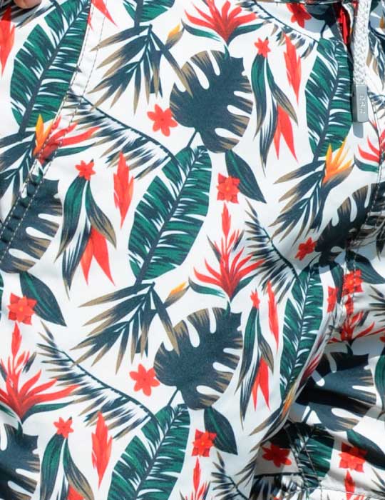 Bora Bora Tailored Swim Shorts - Tropical Foliage