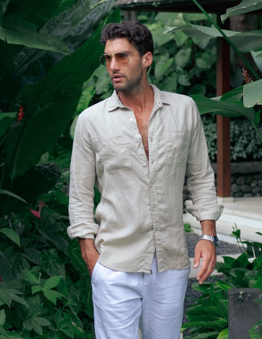 Corsica Utility Long Sleeve Linen Shirts