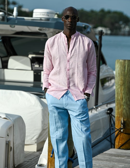 Men's Indie Long Sleeve Mandarin Collar Linen Shirts