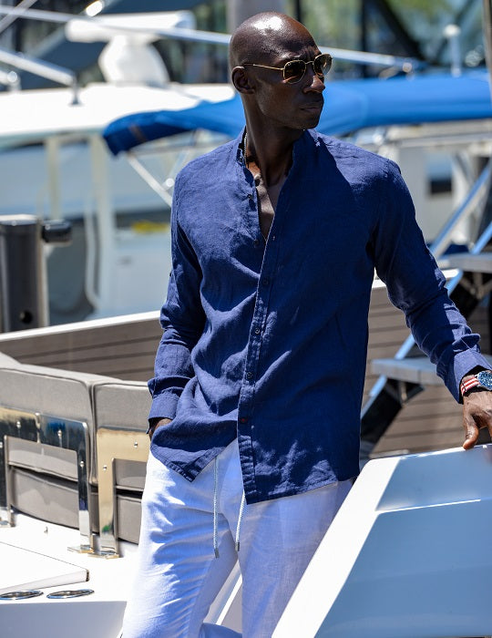 Men's Indie Long Sleeve Mandarin Collar Linen Shirts