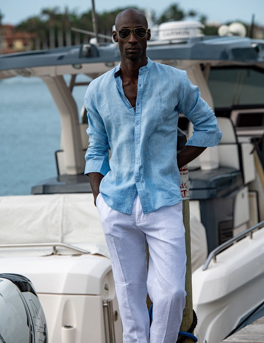 Men's Indie Long Sleeve Mandarin Collar Linen Shirts