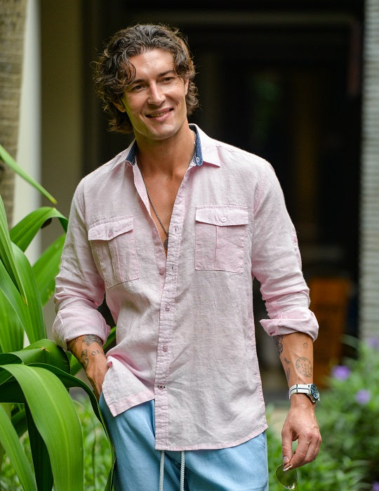 Men's Kruger Cargo Pocket Long Sleeve Linen Shirts