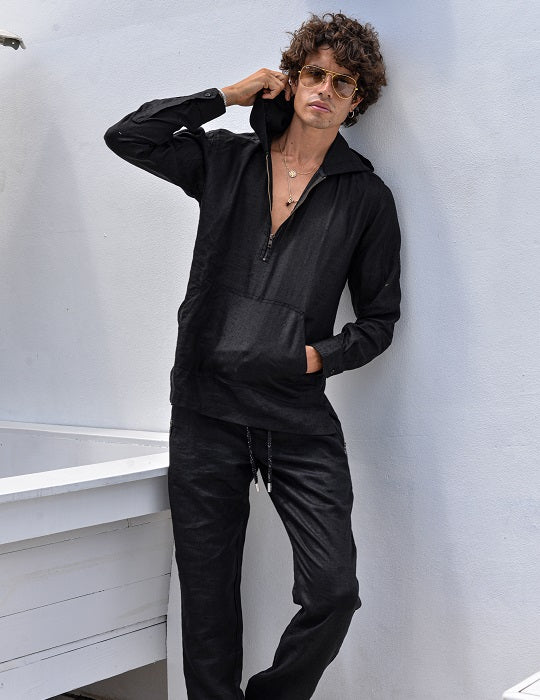 Long Beach Solid Linen Hoodies