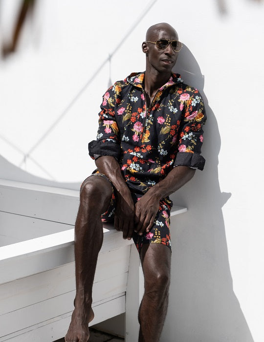 Men's Long Beach Patterned Linen Hoodies