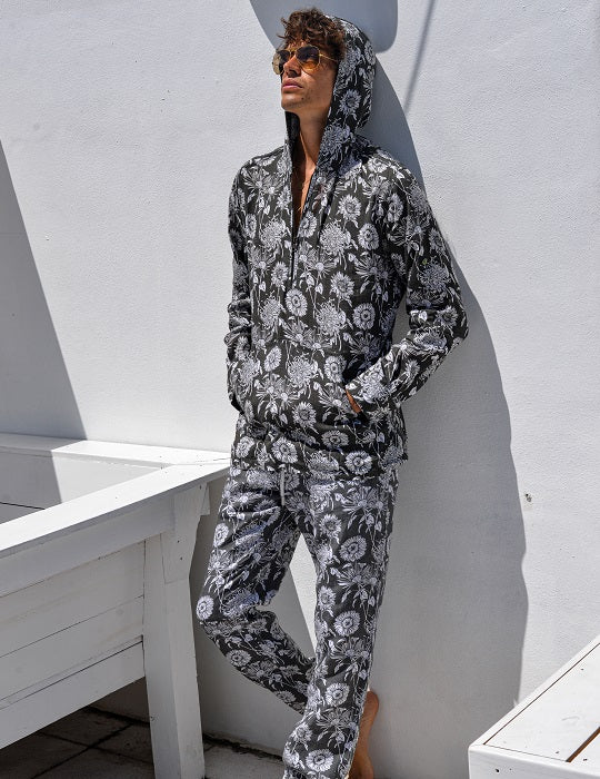 Men's Long Beach Patterned Linen Hoodies