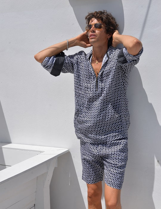 Men's Long Beach Patterned Linen Hoodies