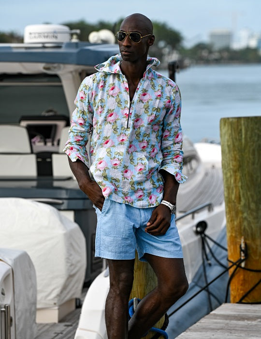 Men's Long Beach Patterned Linen Hoodies