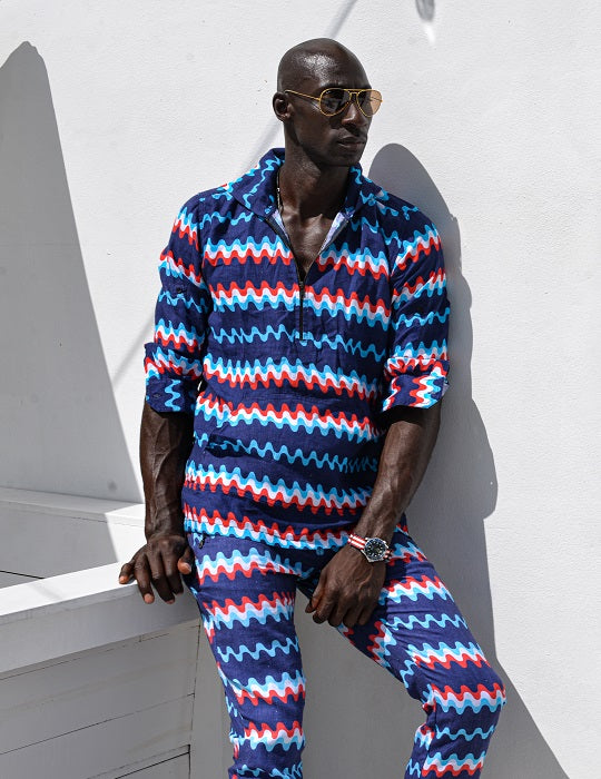 Men's Long Beach Patterned Linen Hoodies
