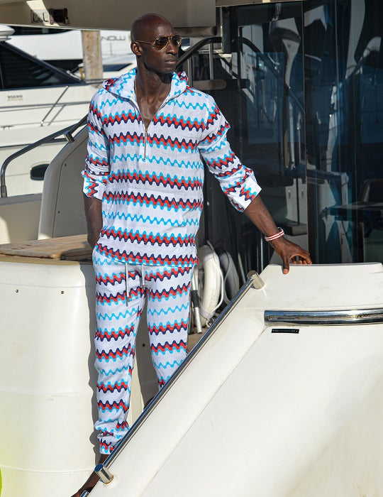 Men's Long Beach Patterned Linen Hoodies