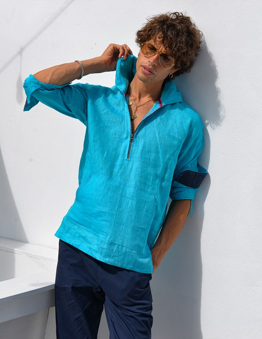 Long Beach Solid Linen Hoodies