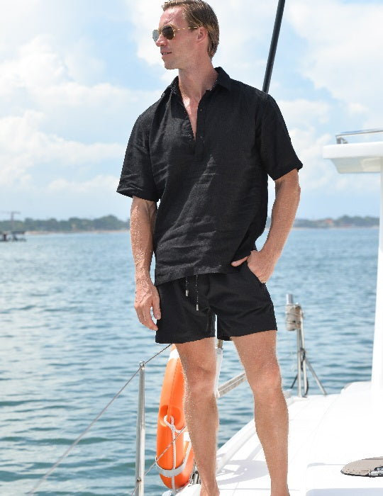 Men's Malta Short Sleeve Pull on Linen Shirts
