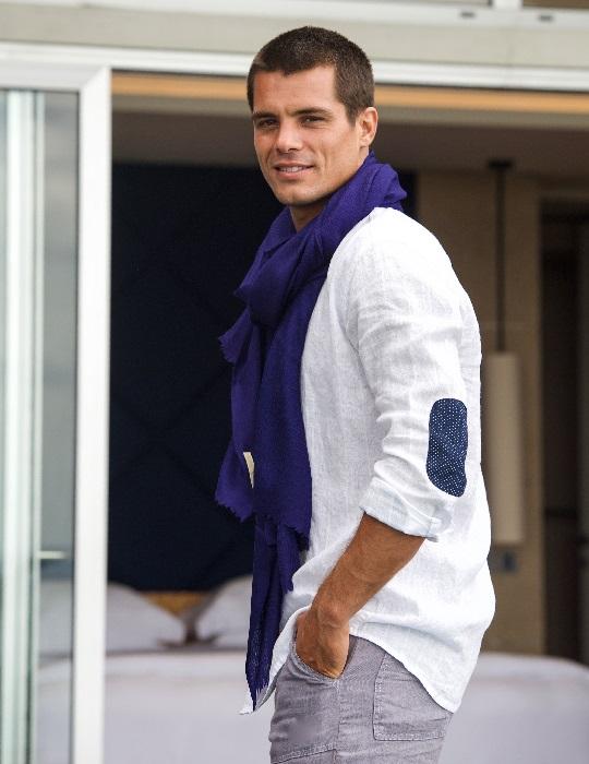 Men's Paddington Long Sleeve Linen Shirt with Elbow Patches